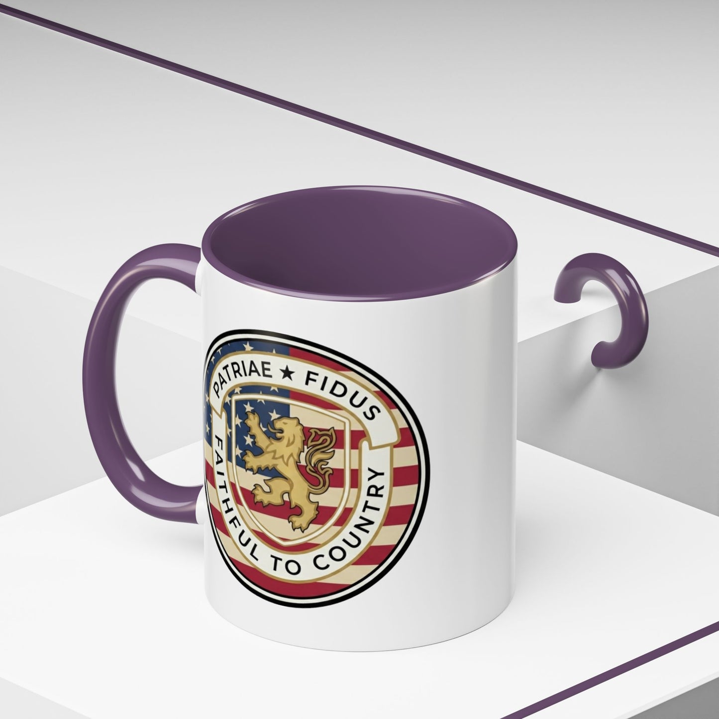 Flag Crest Coffee Mug — "Patriae Fidus: Faithful to Country"