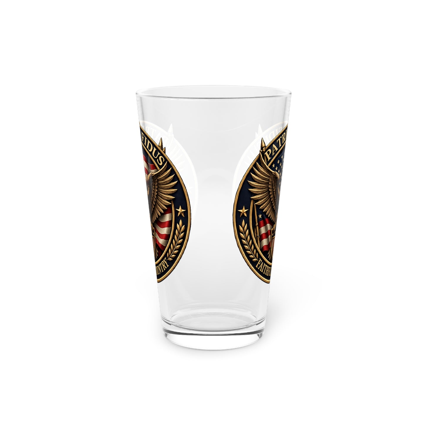 Patriae Fidus Eagle Pint Glass — 16oz Patriotic American Flag Beer Glass