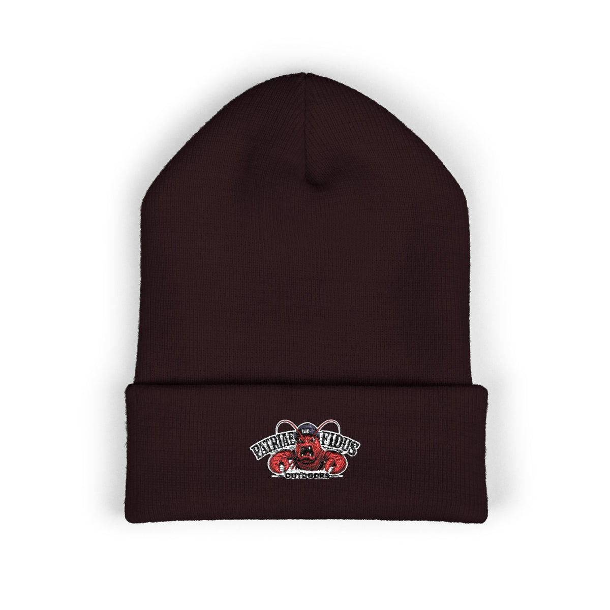 Embroidered Vintage Floral Crab Beanie — "Pirate Girls" Cuffed Knit Hat