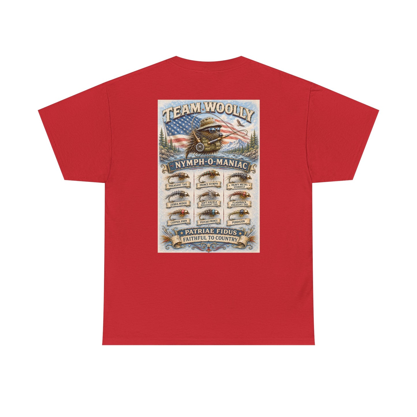Team Woolly Nymph Collection T‑Shirt: (Nymph-O-Maniac)
