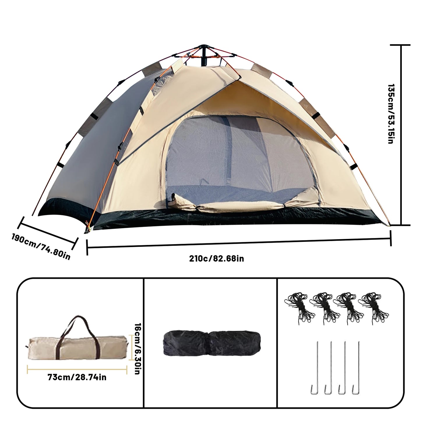Portable Camping Tent Self-driving Travel Instant Tents For Outdoor Camping, Emergency Tent 4 Person Waterproof Family Tent