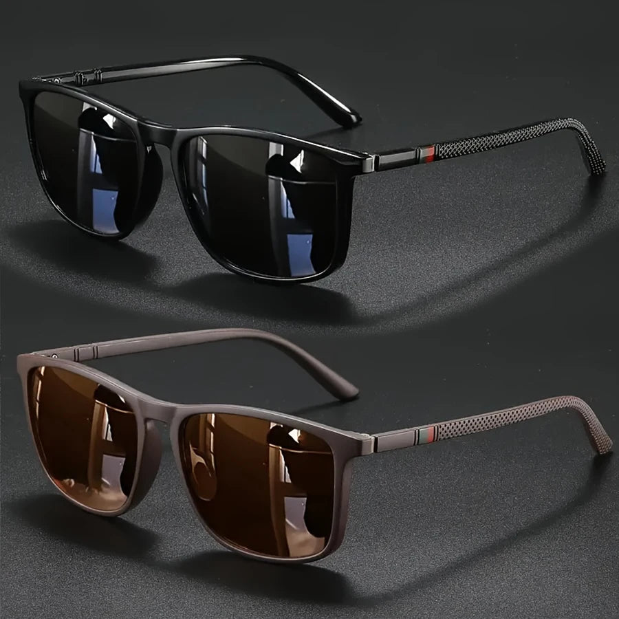 2pcs Luxury Square Vintage Cycling Sunglasses Men Women Fashion Travel Driving Fishing Sun Glasses Male Eyewear UV400