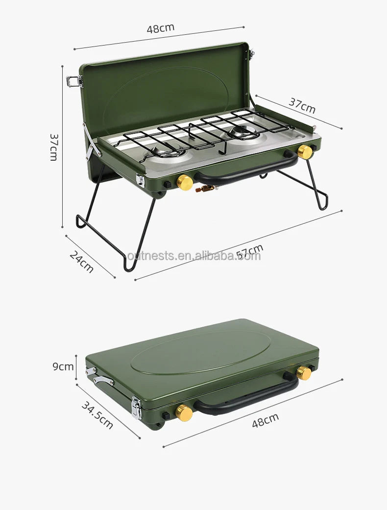 Multi Fuel Camping Stove Portable Two Burner Cookware Outdoor Picnic Bbq Grill Foldable Gas Stove High Power Cooking