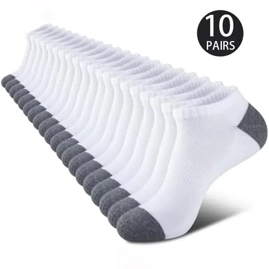 1/5/10Pairs Of Comfortable Breathable Socks Sweat Absorbing Odor Proof Low Cut Solid Color Socks Suitable For Outdoor Activities
