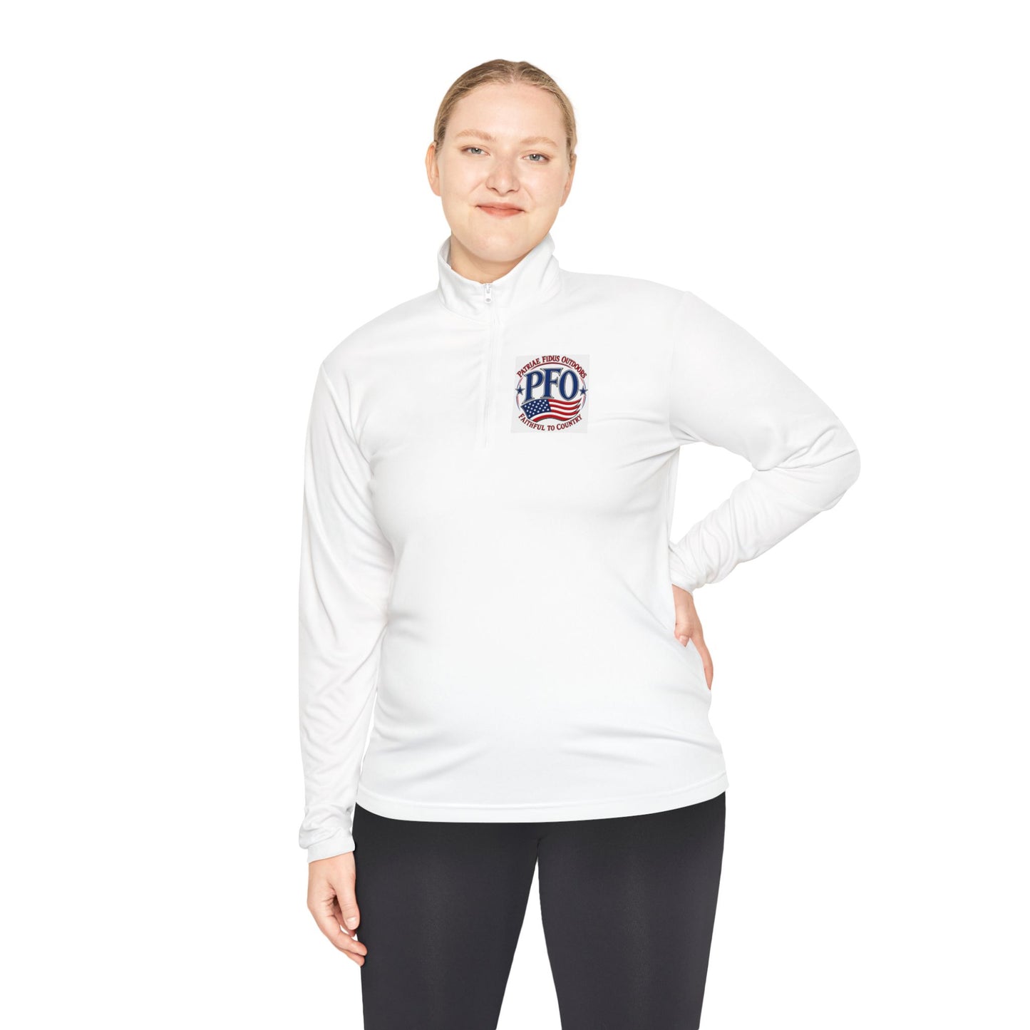 Quarter-Zip Pullover — “Patriae Fidus Outdoors” American Flag Logo