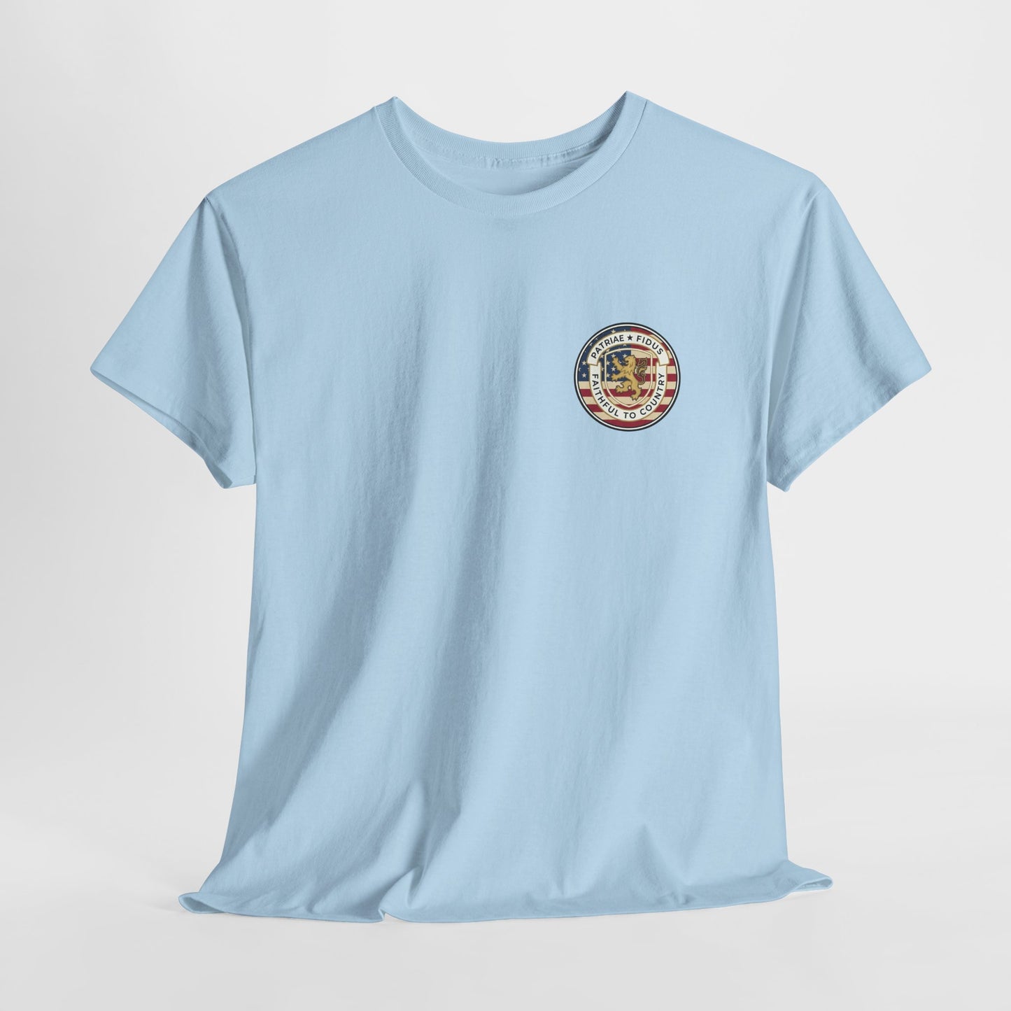 Patriae Fidus Outdoors Tee — Faithful to Country American Flag Eagle T‑Shirt