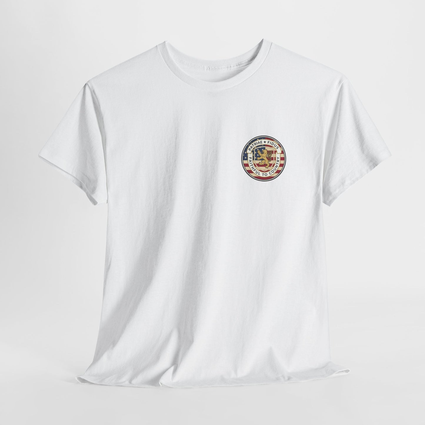 Patriae Fidus Outdoors Tee — Faithful to Country American Flag Eagle T‑Shirt