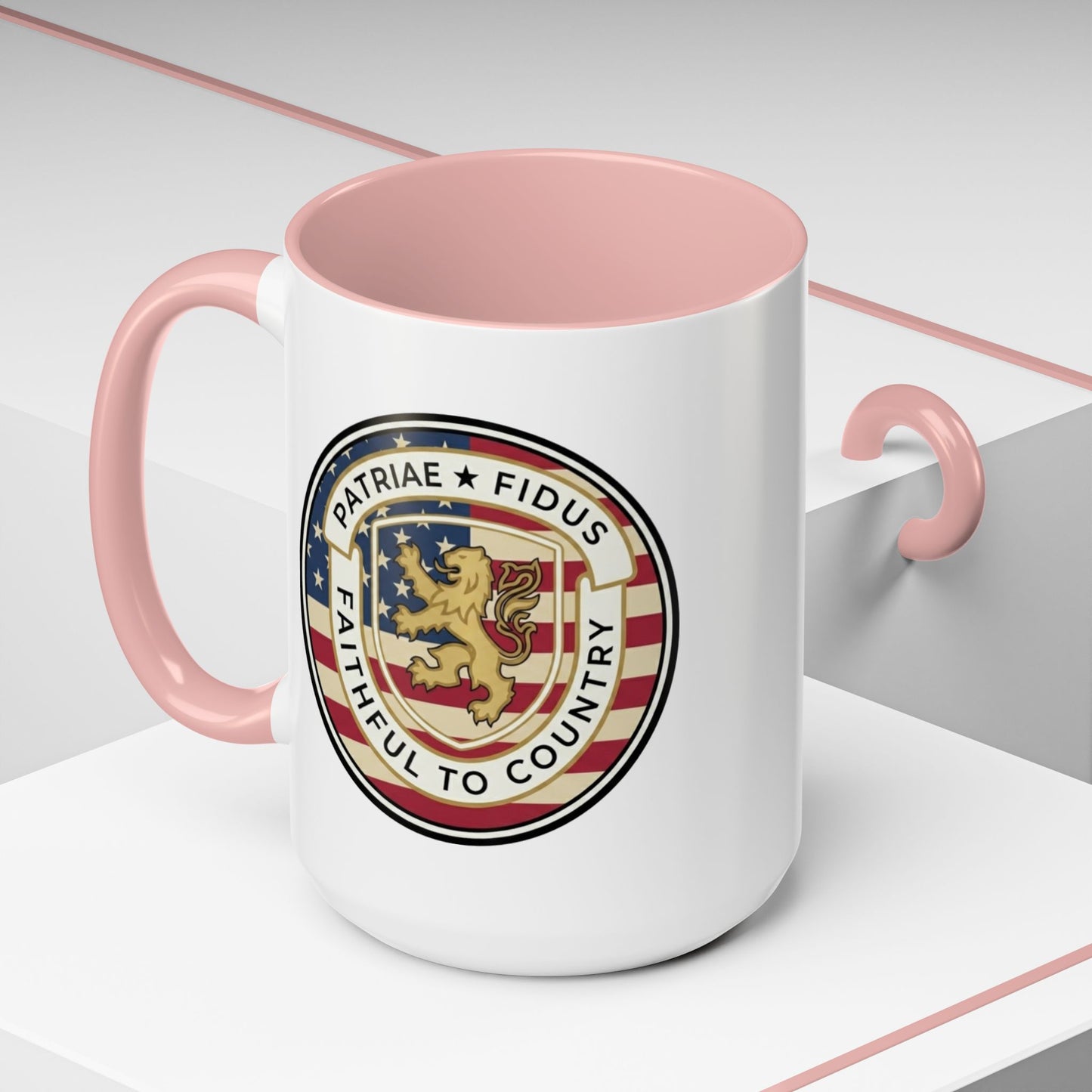 Flag Crest Coffee Mug — "Patriae Fidus: Faithful to Country"