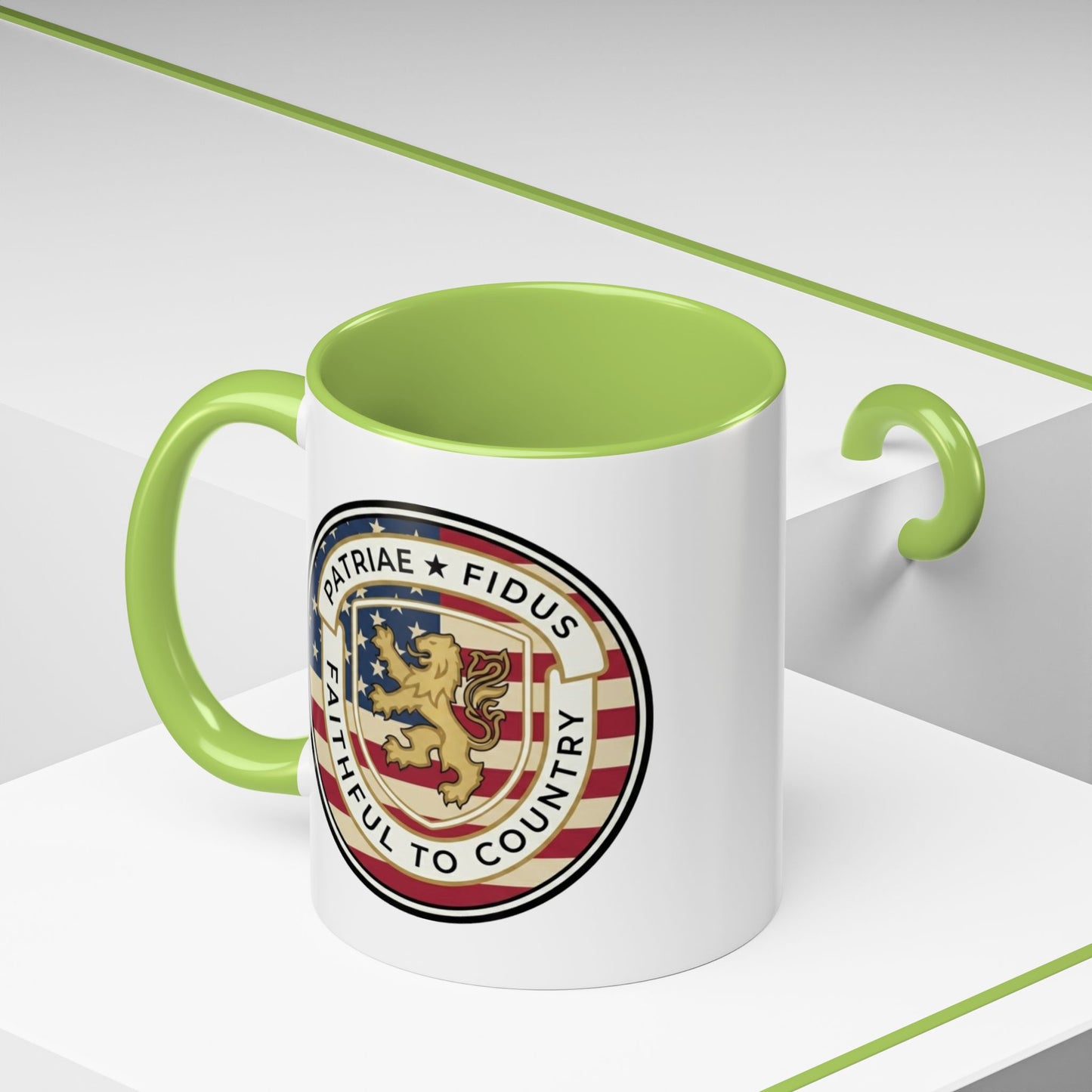 Flag Crest Coffee Mug — "Patriae Fidus: Faithful to Country"
