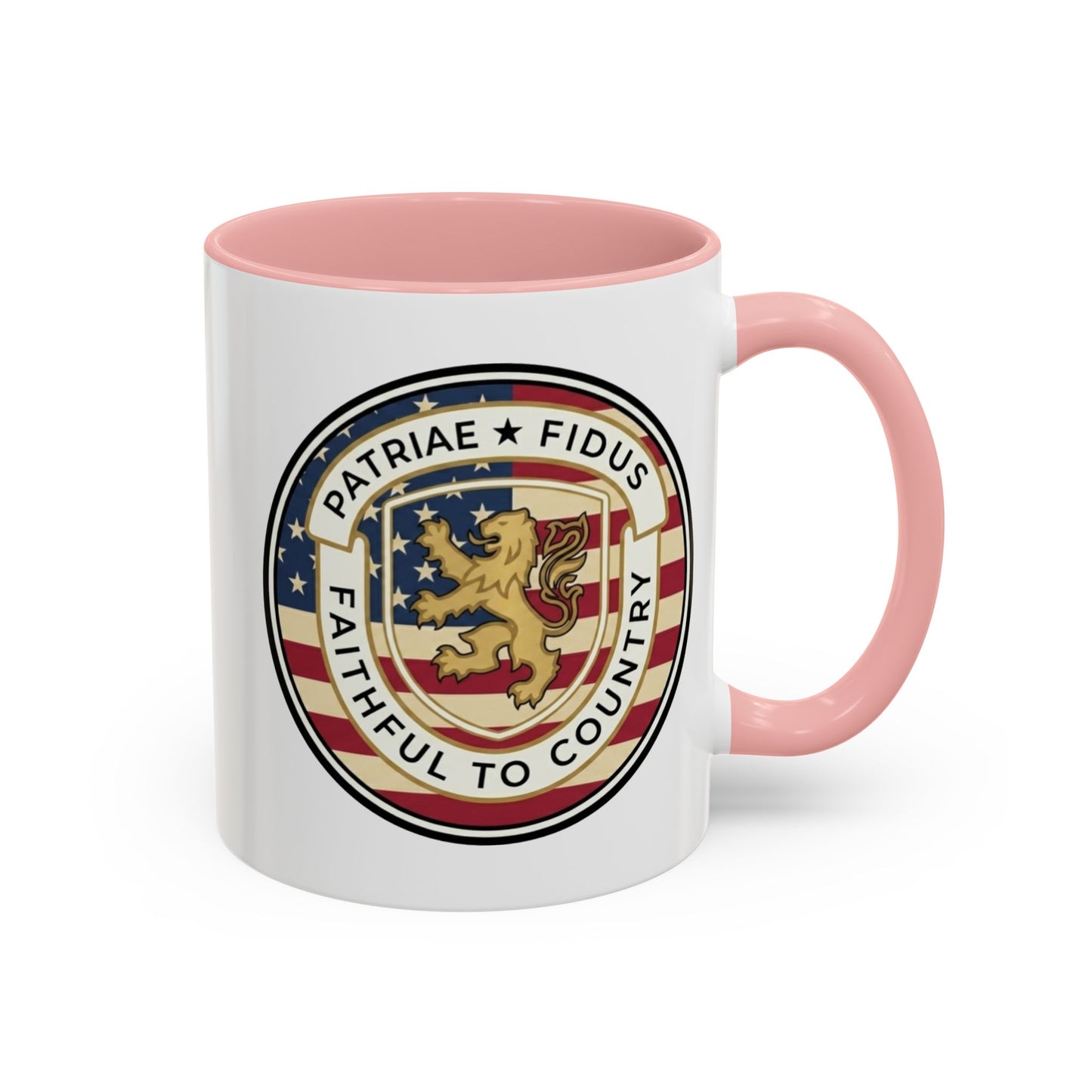 Flag Crest Coffee Mug — "Patriae Fidus: Faithful to Country"