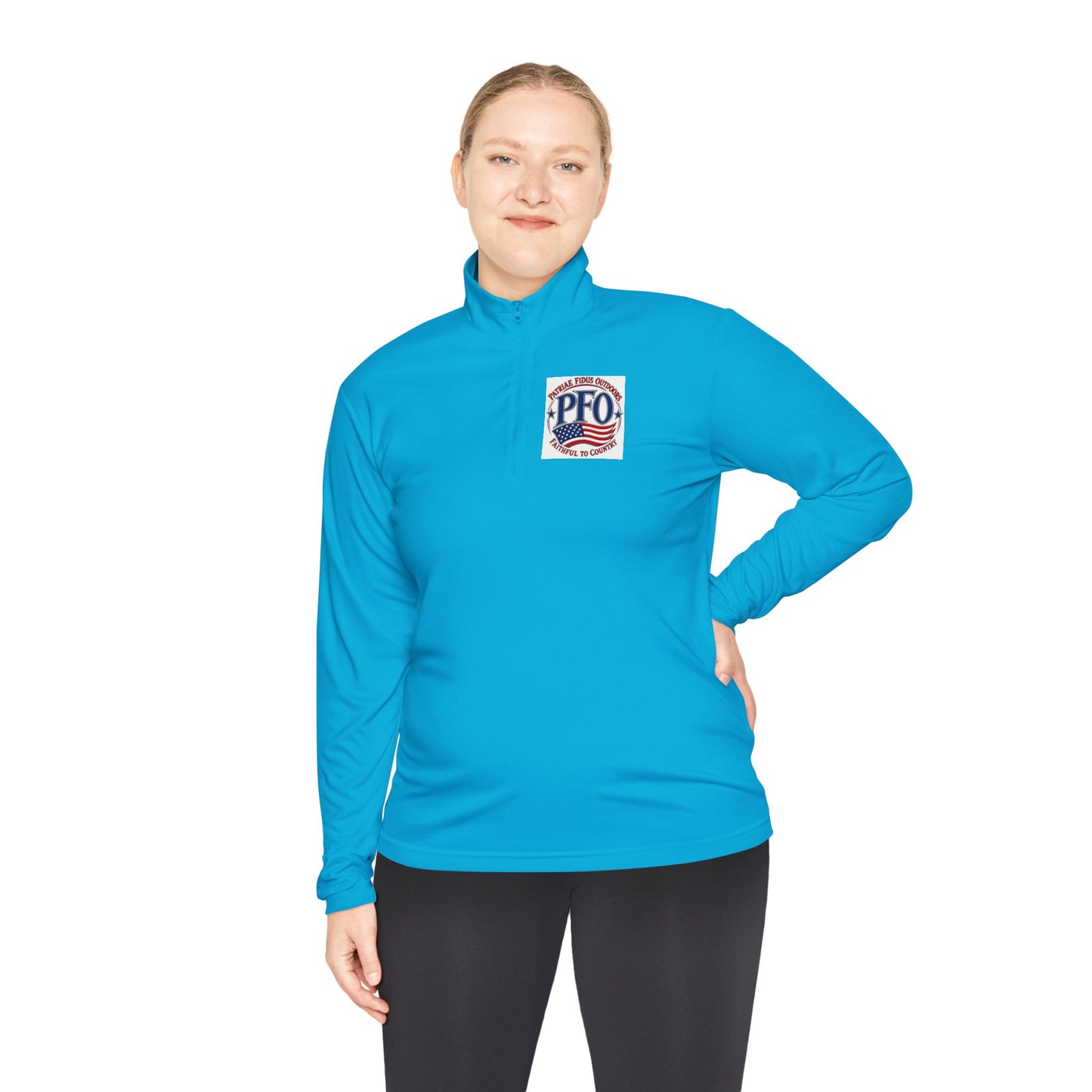 Quarter-Zip Pullover — “Patriae Fidus Outdoors” American Flag Logo