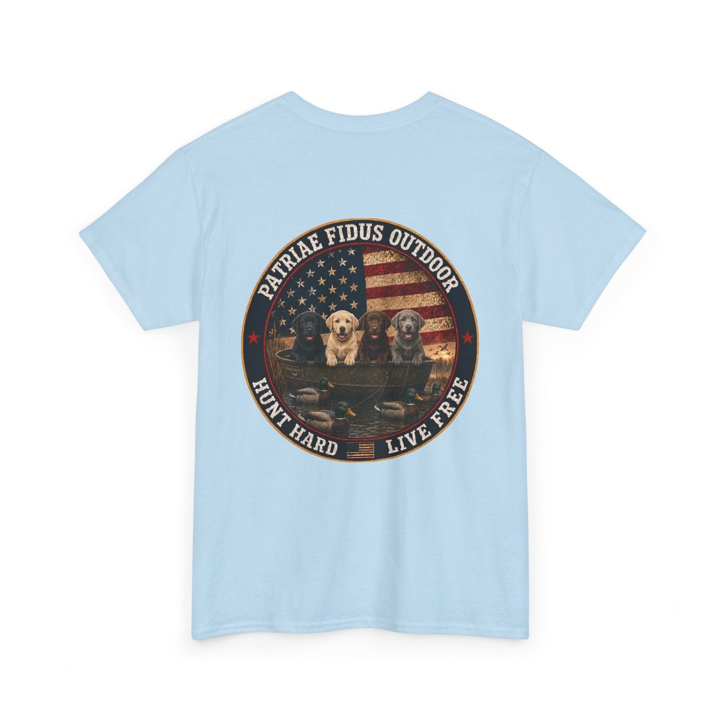 Hunting Dogs T-Shirt — Patriæ Fidus Outdoor "Hunt Hard Live Free" Graphic Tee