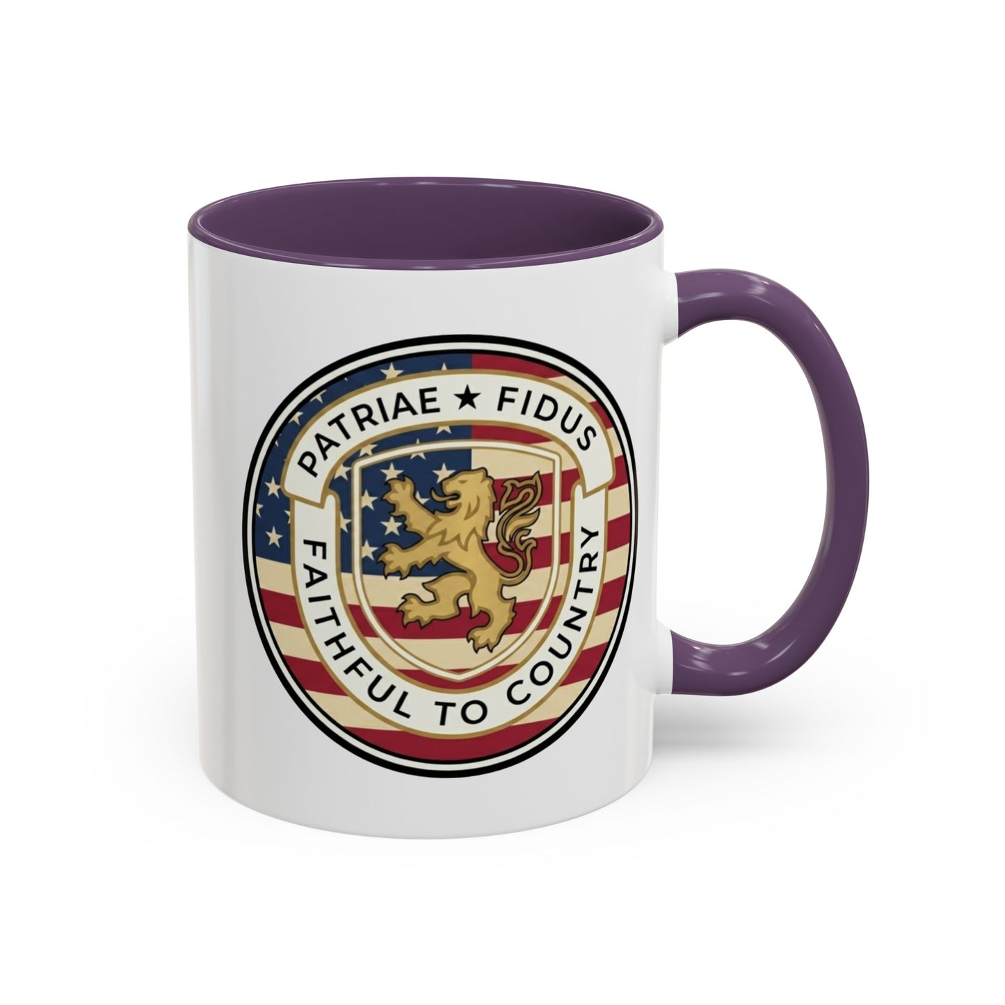 Flag Crest Coffee Mug — "Patriae Fidus: Faithful to Country"