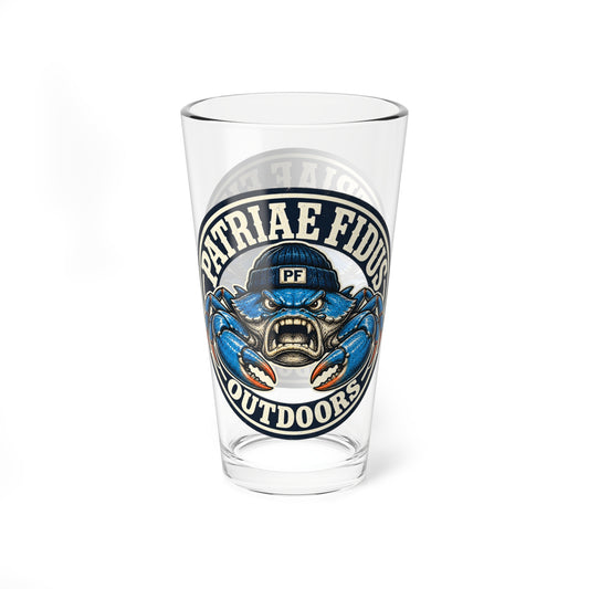Mixing Glass - Patriæ Fidūs Outdoors Blue Crab Logo 16oz