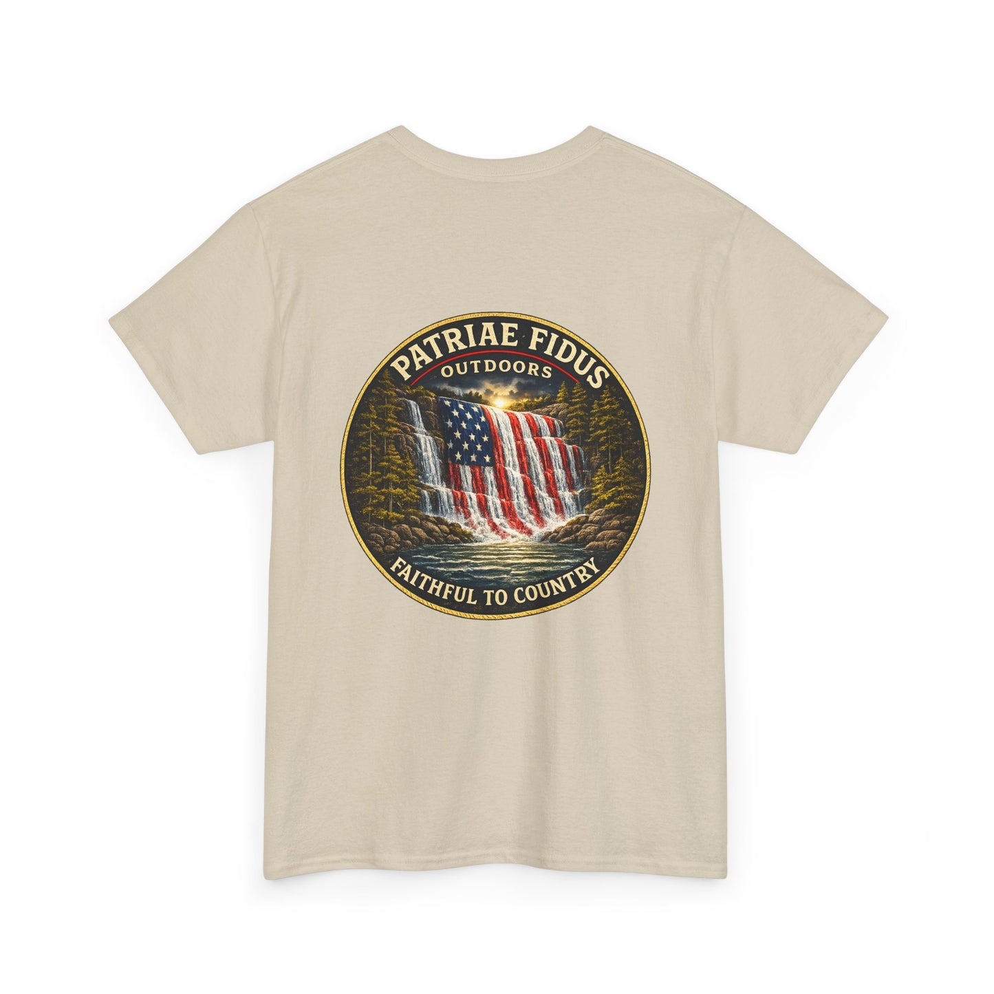 Patriae Fidus Flag Tee — Patriotic American Flag T-Shirt (Faithful to Country)