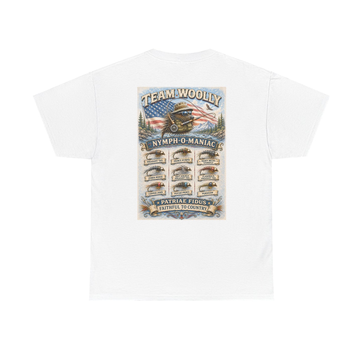 Team Woolly Nymph Collection T‑Shirt: (Nymph-O-Maniac)