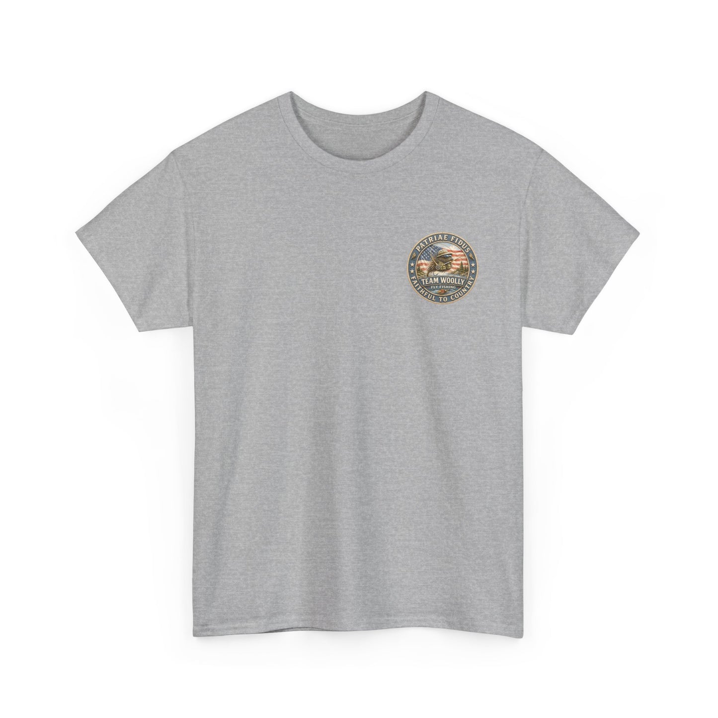 “Fish Hard Live Free” T-Shirt — Tarpon Patriae Fidus Outdoors American Flag Design