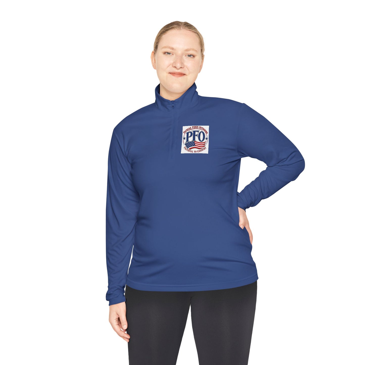 Quarter-Zip Pullover — “Patriae Fidus Outdoors” American Flag Logo