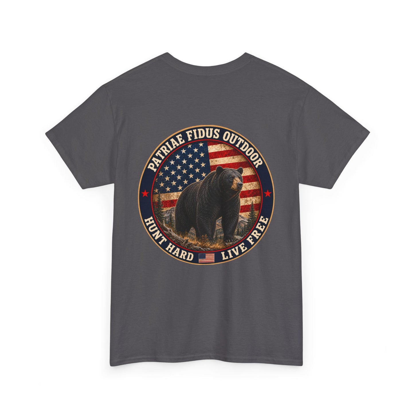 Patriae Fidus Outdoor Bear T-Shirt – American Flag Hunting Graphic Tee