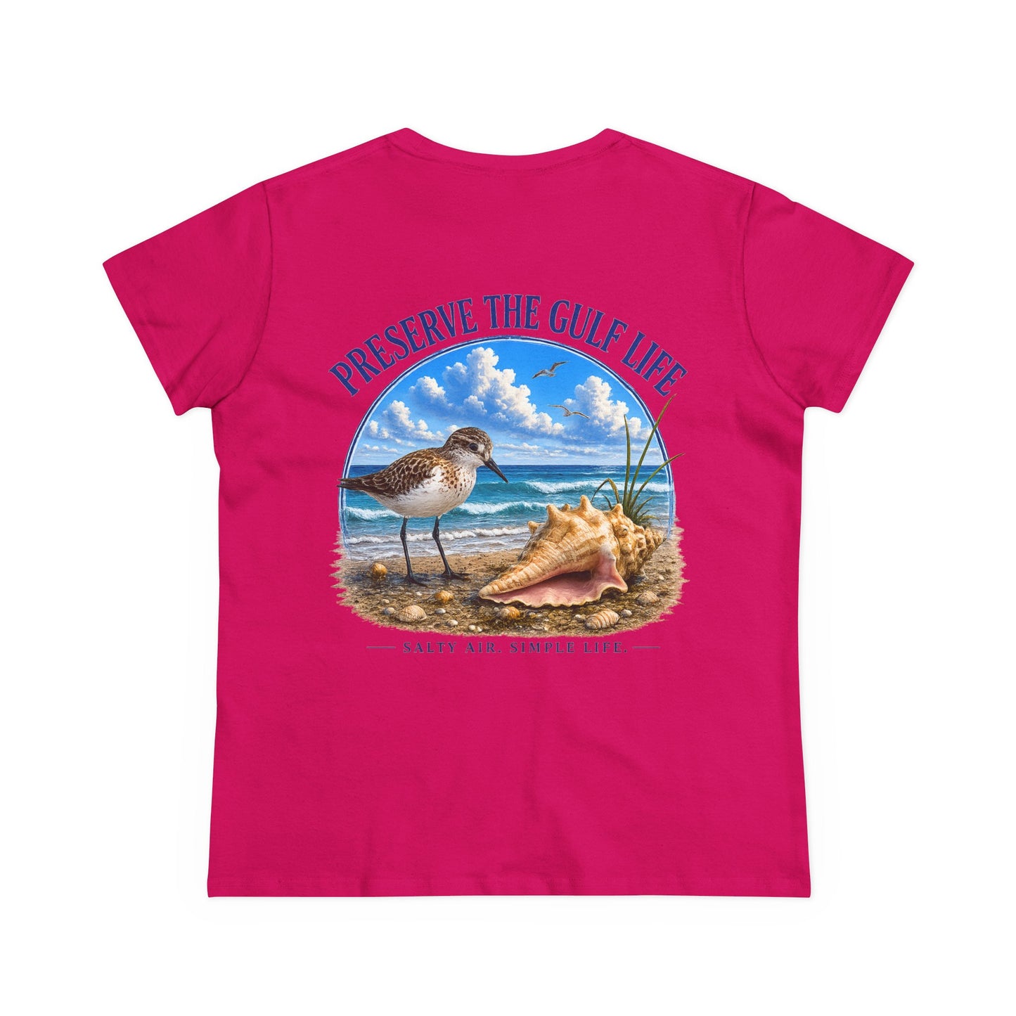 Preserve the Gulf Life T-Shirt — Beach Shorebird & Conch Conservation Tee