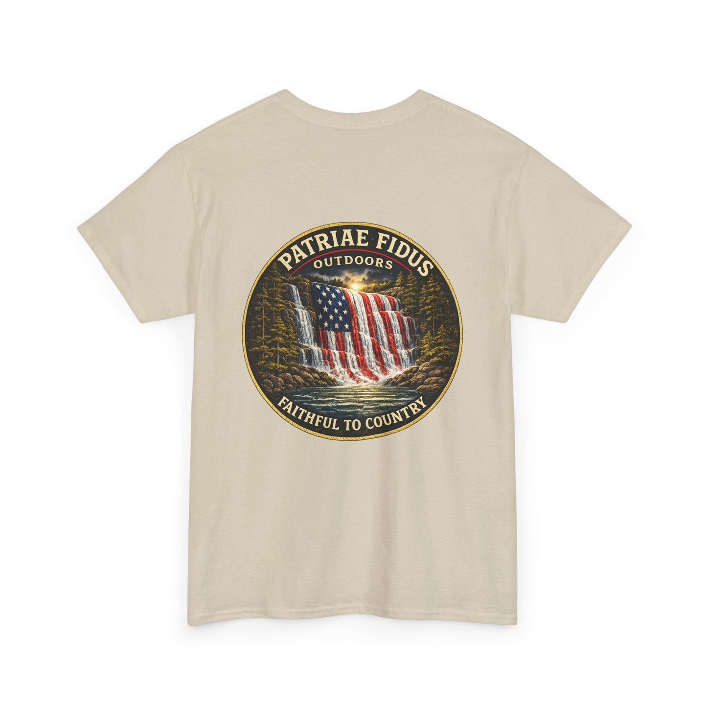 Patriae Fidus Outdoors T-Shirt — 'Faithful to Country' American Flag Tee