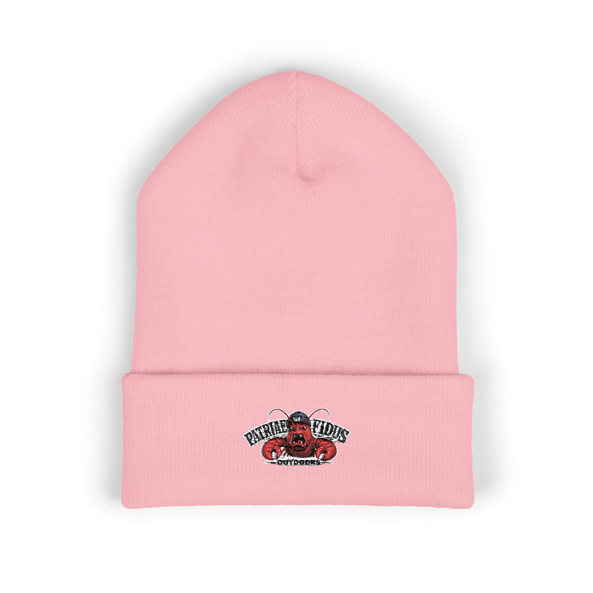 Embroidered Vintage Floral Crab Beanie — "Pirate Girls" Cuffed Knit Hat