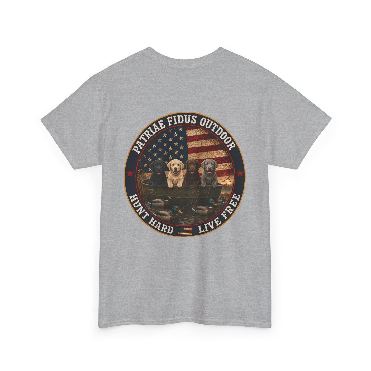 Hunting Dogs T-Shirt — Patriæ Fidus Outdoor "Hunt Hard Live Free" Graphic Tee