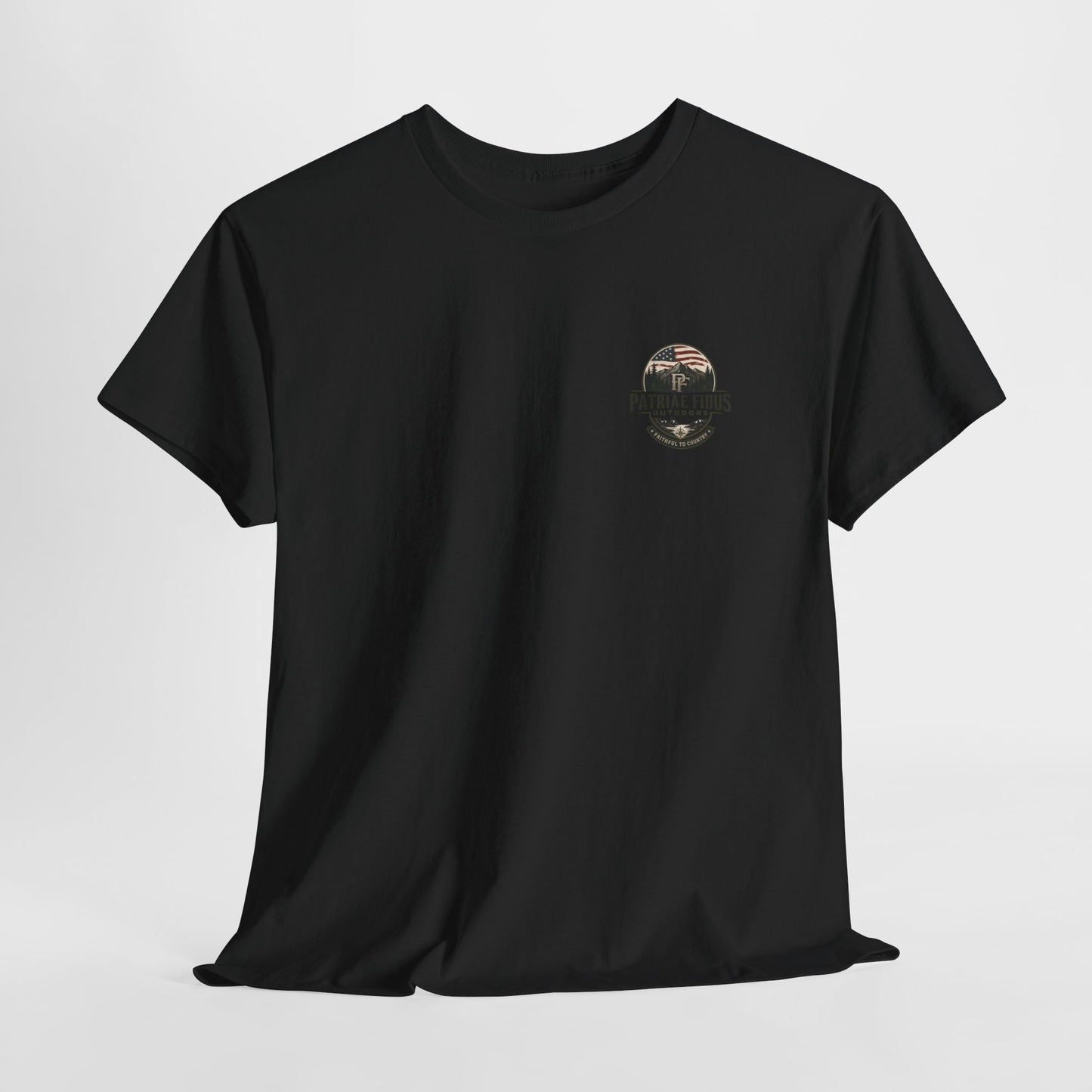 Patriae Fidus Outdoors T-Shirt — 'Faithful to Country' American Flag Tee