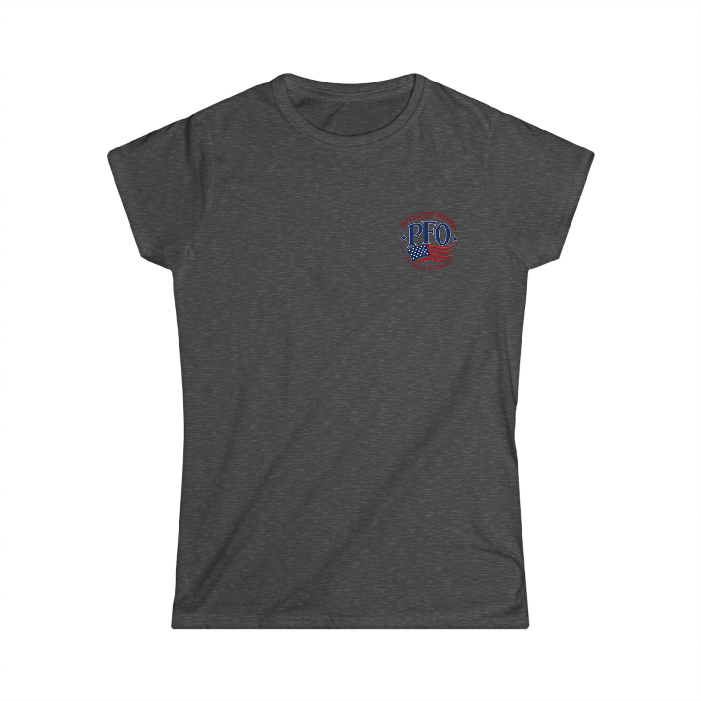 PFO Logo Women's Tee — Patriotic American Flag Graphic T-Shirt