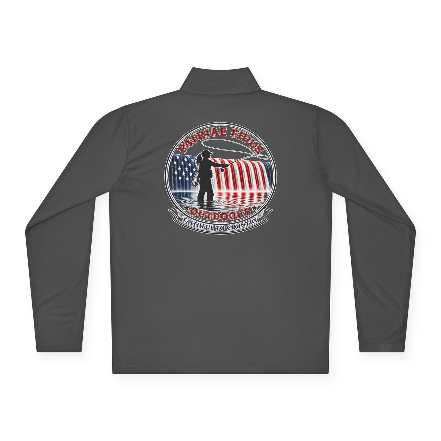 Quarter-Zip Pullover — “Patriae Fidus Outdoors” American Flag Logo