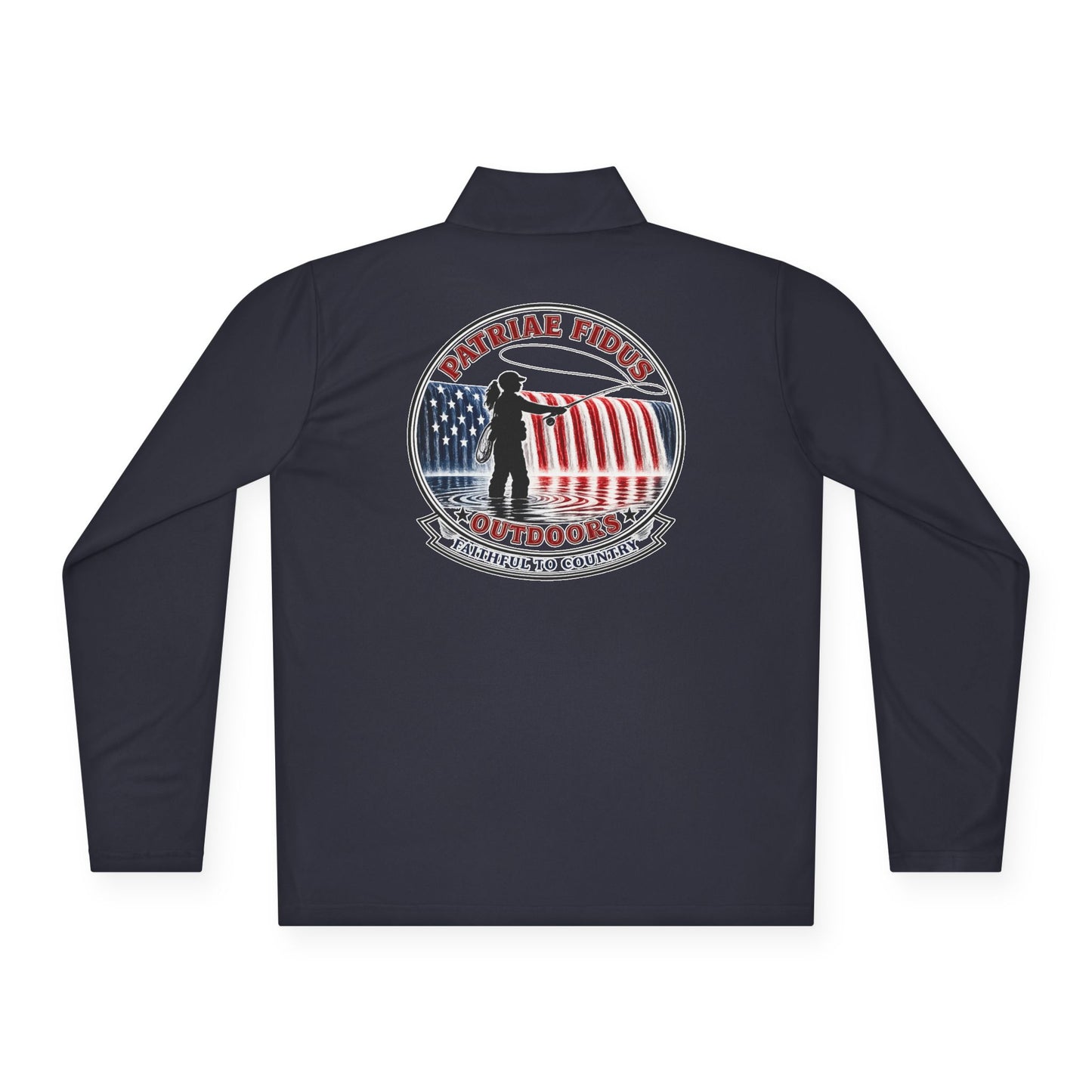 Quarter-Zip Pullover — “Patriae Fidus Outdoors” American Flag Logo