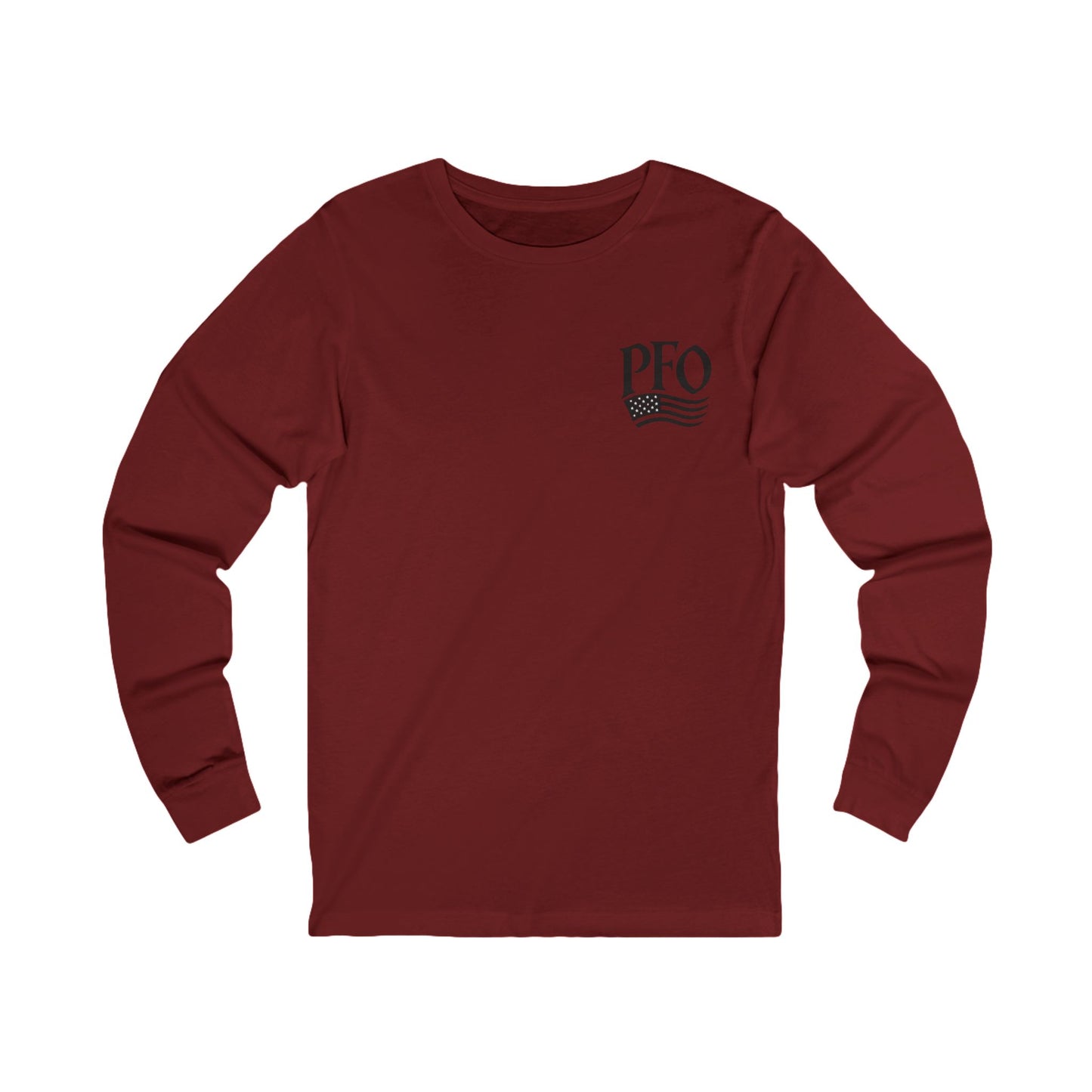 PFO Patriæ Fidūs Outdoors Long Sleeve Tee — American Flag Emblem