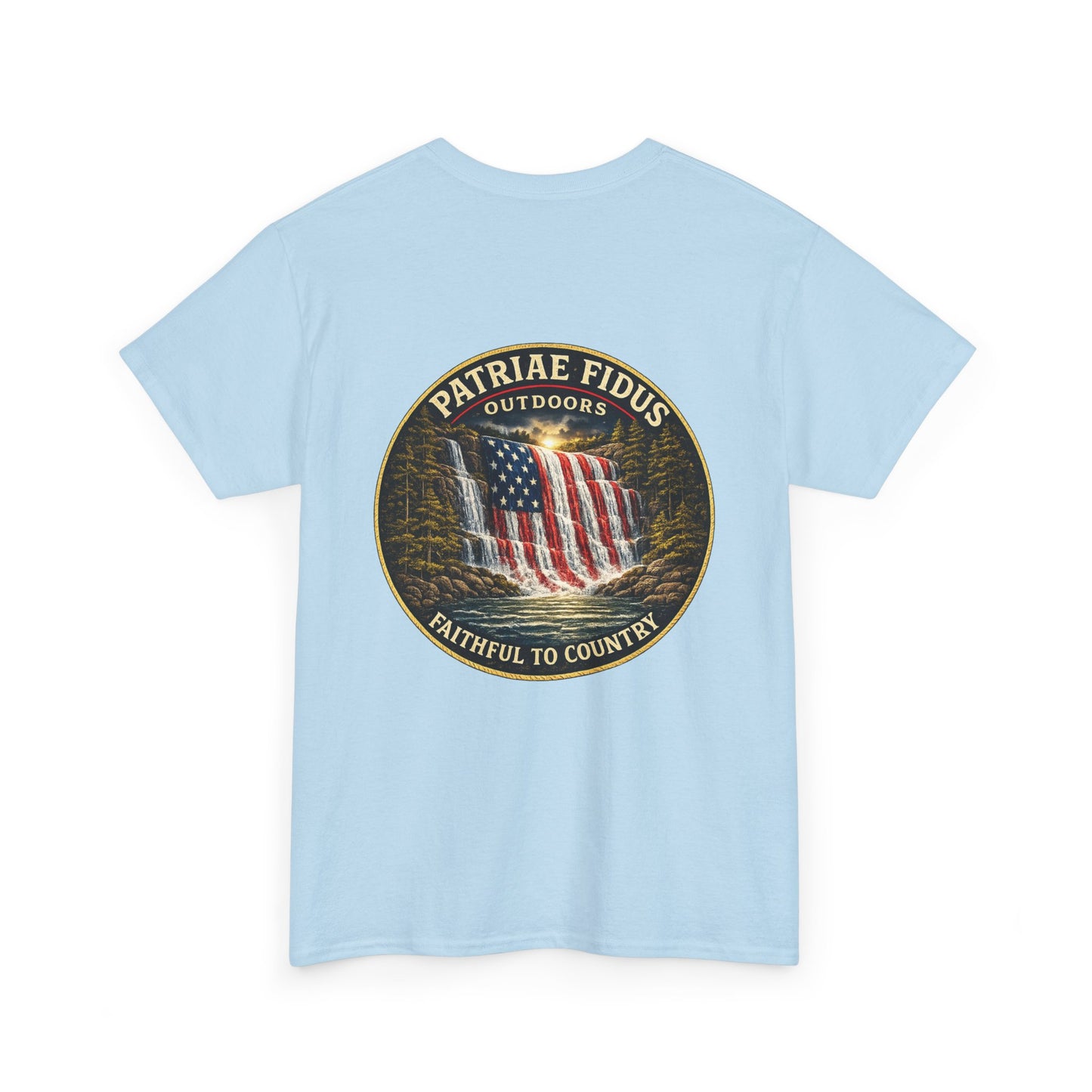 Patriae Fidus Outdoors T-Shirt — 'Faithful to Country' American Flag Tee