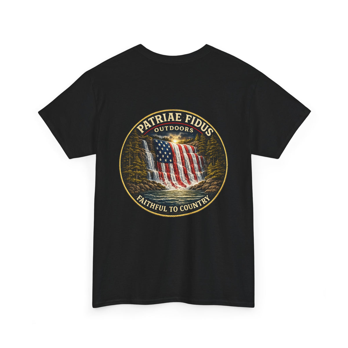 Patriae Fidus Outdoors T-Shirt — 'Faithful to Country' American Flag Tee