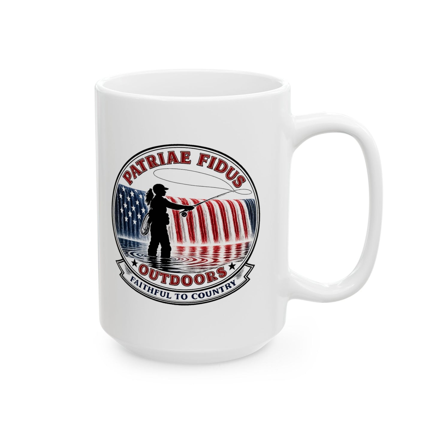 Patriotic Veteran Support Ceramic Mug — American Flag Microphone Design (11oz, 15oz)