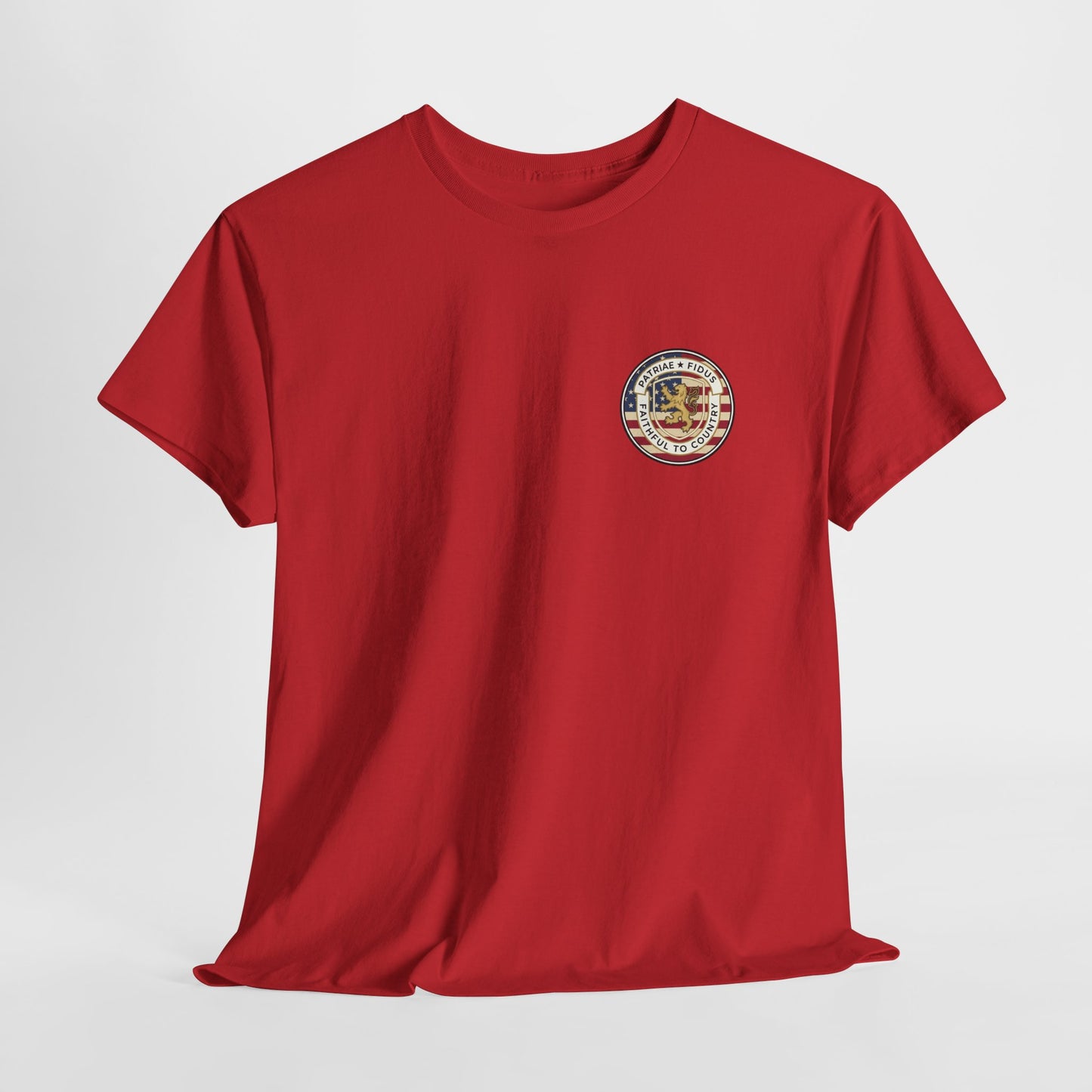 Patriae Fidus Outdoors Tee — Faithful to Country American Flag Eagle T‑Shirt