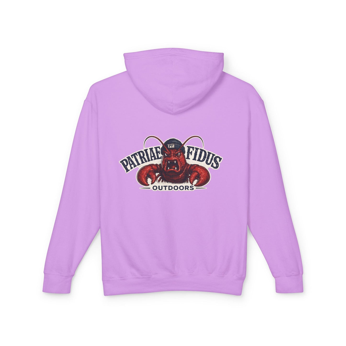 Patriae Fidus Outdoors Crab Logo Hoodie — Coastal Fishing Graphic Sweatshirt