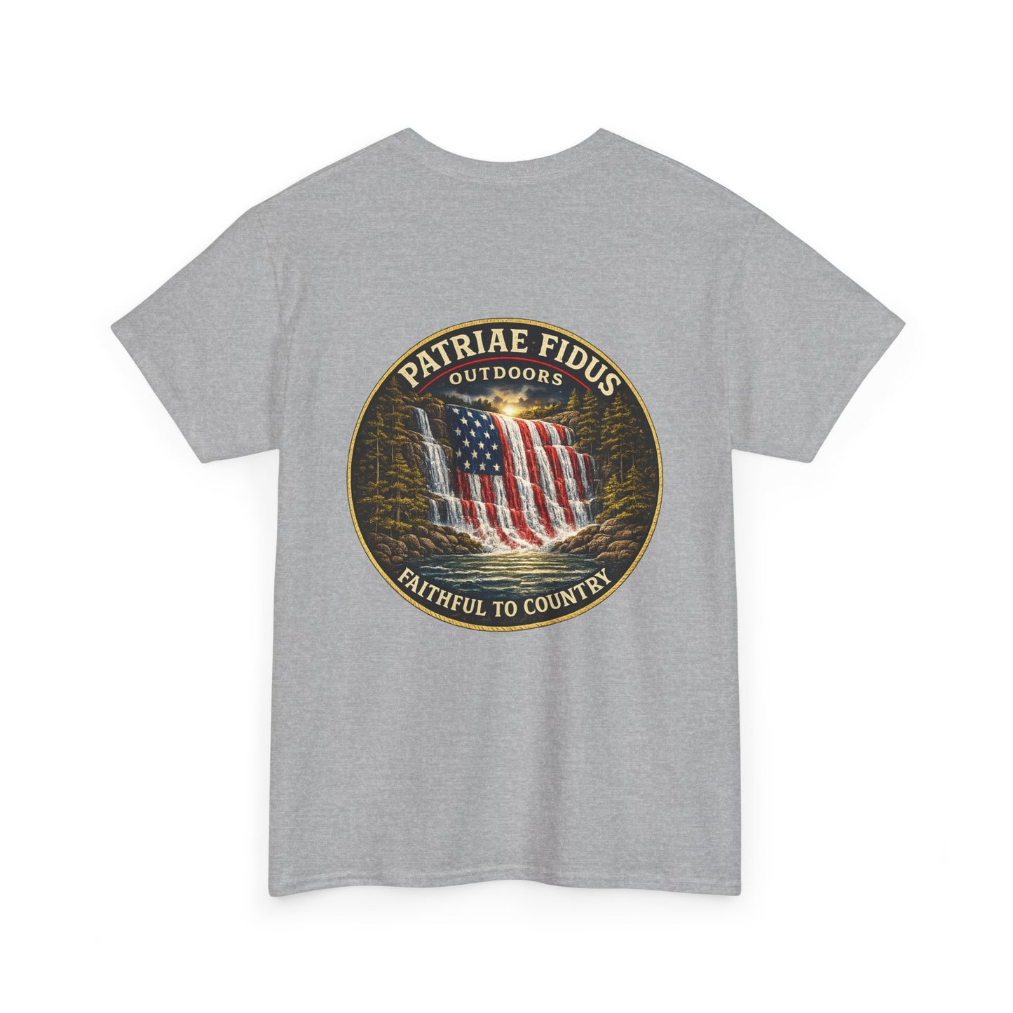 Patriae Fidus Outdoors T-Shirt — 'Faithful to Country' American Flag Tee