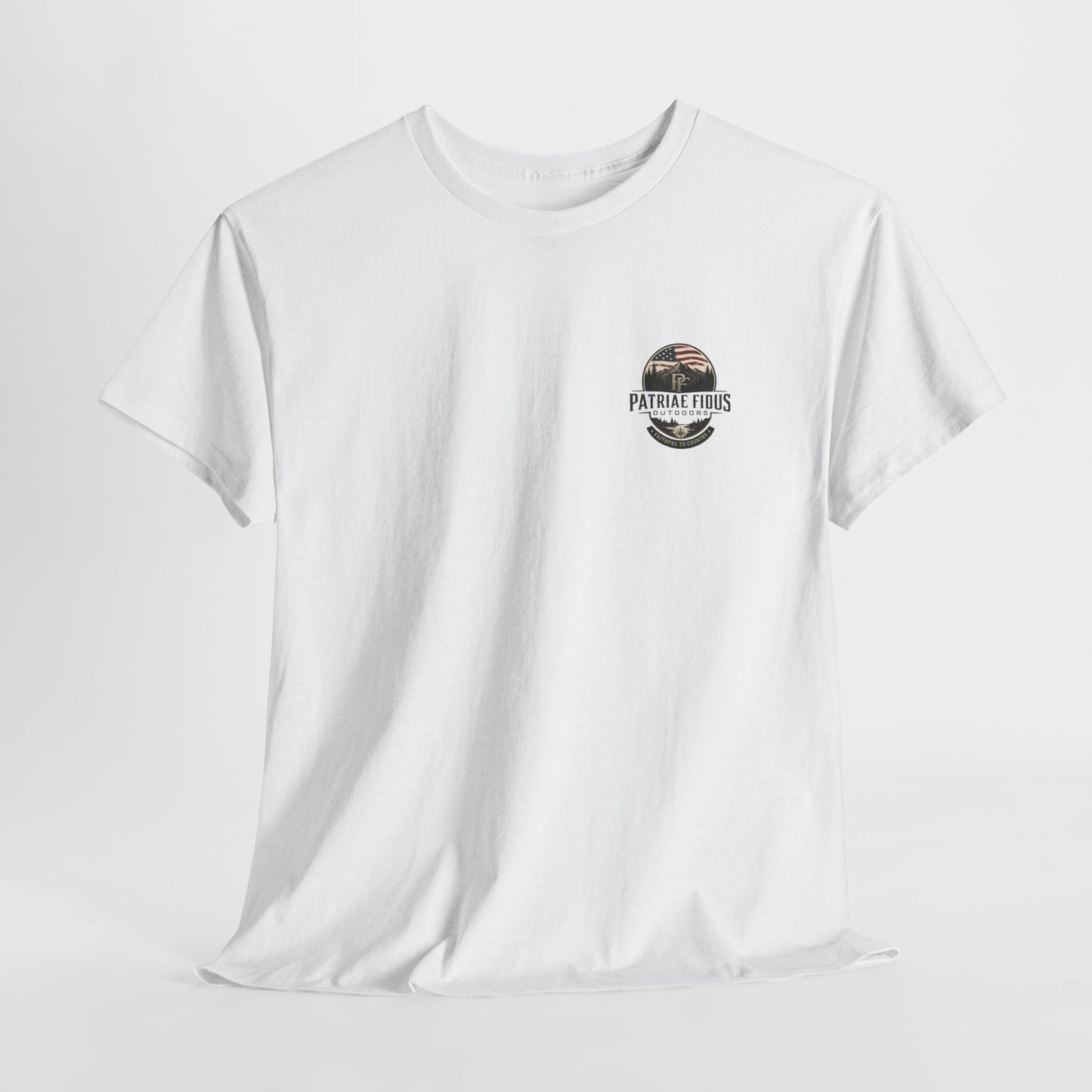 Patriae Fidus Outdoors T-Shirt — 'Faithful to Country' American Flag Tee