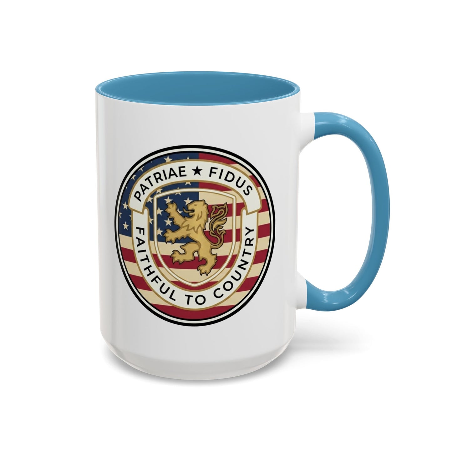 Flag Crest Coffee Mug — "Patriae Fidus: Faithful to Country"