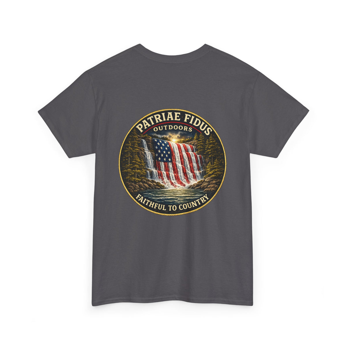 Patriae Fidus Outdoors T-Shirt — 'Faithful to Country' American Flag Tee
