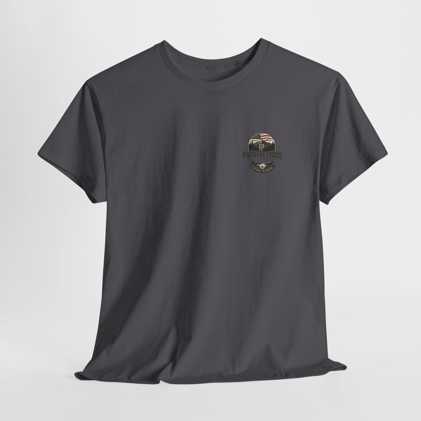 Patriae Fidus Outdoors T-Shirt — 'Faithful to Country' American Flag Tee