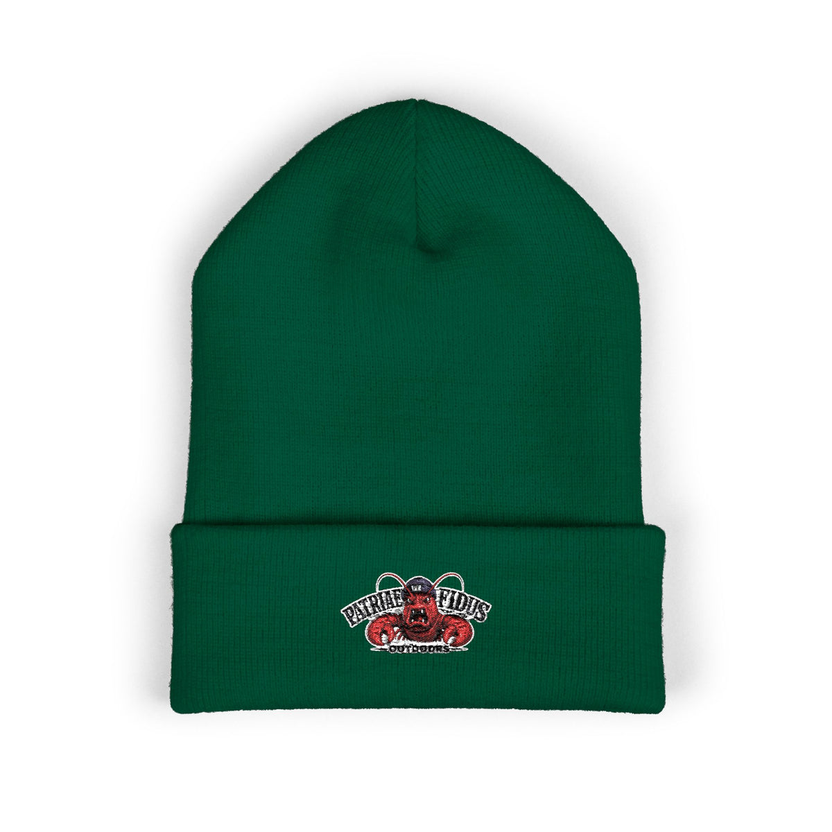 Embroidered Vintage Floral Crab Beanie — "Pirate Girls" Cuffed Knit Hat