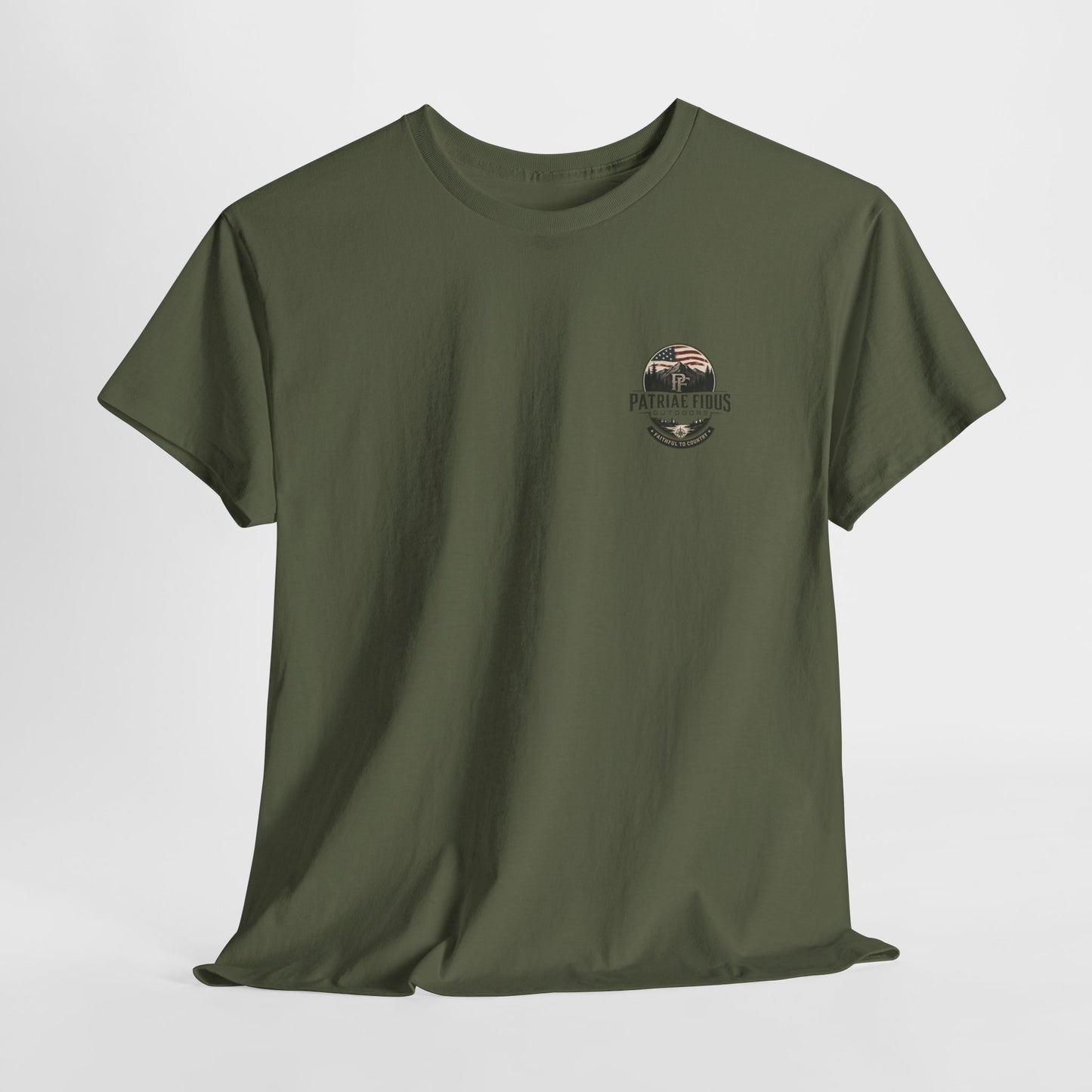 Patriae Fidus Outdoors T-Shirt — 'Faithful to Country' American Flag Tee