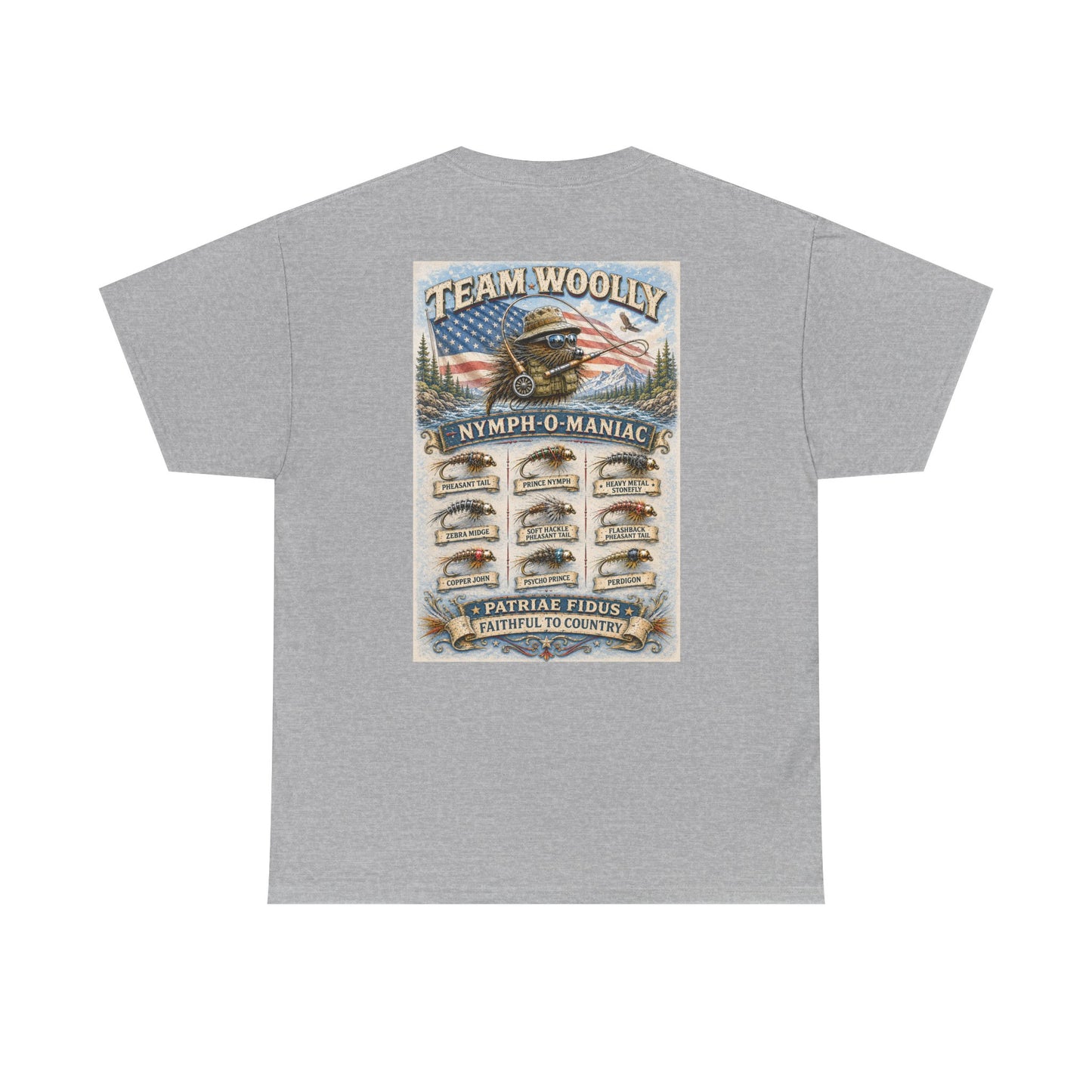 Team Woolly Nymph Collection T‑Shirt: (Nymph-O-Maniac)