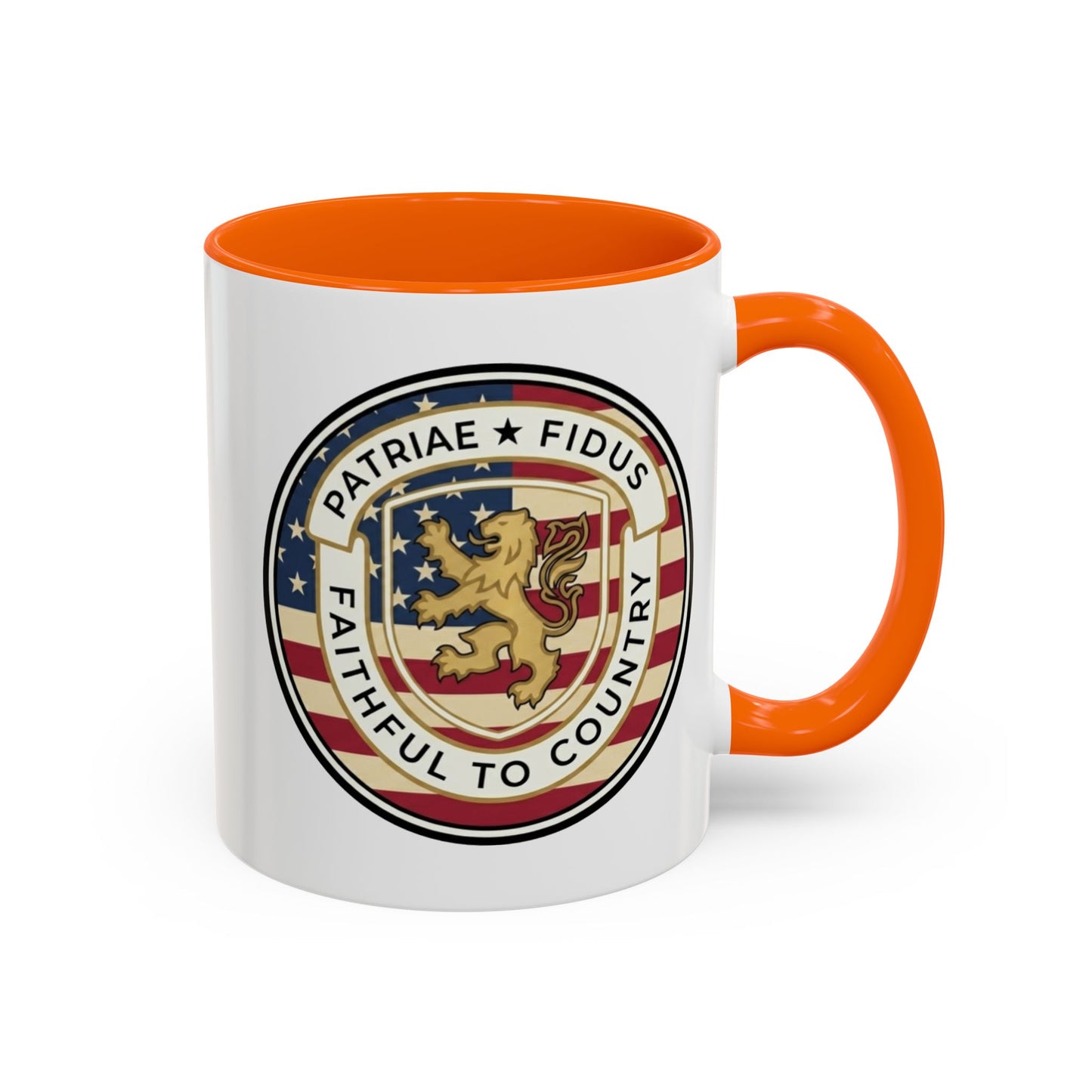 Flag Crest Coffee Mug — "Patriae Fidus: Faithful to Country"