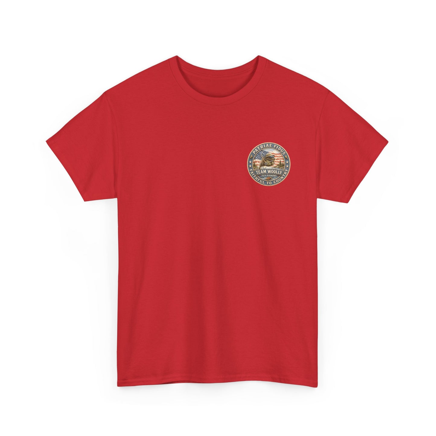 “Fish Hard Live Free” T-Shirt — Marlin Patriae Fidus Outdoors American Flag Design