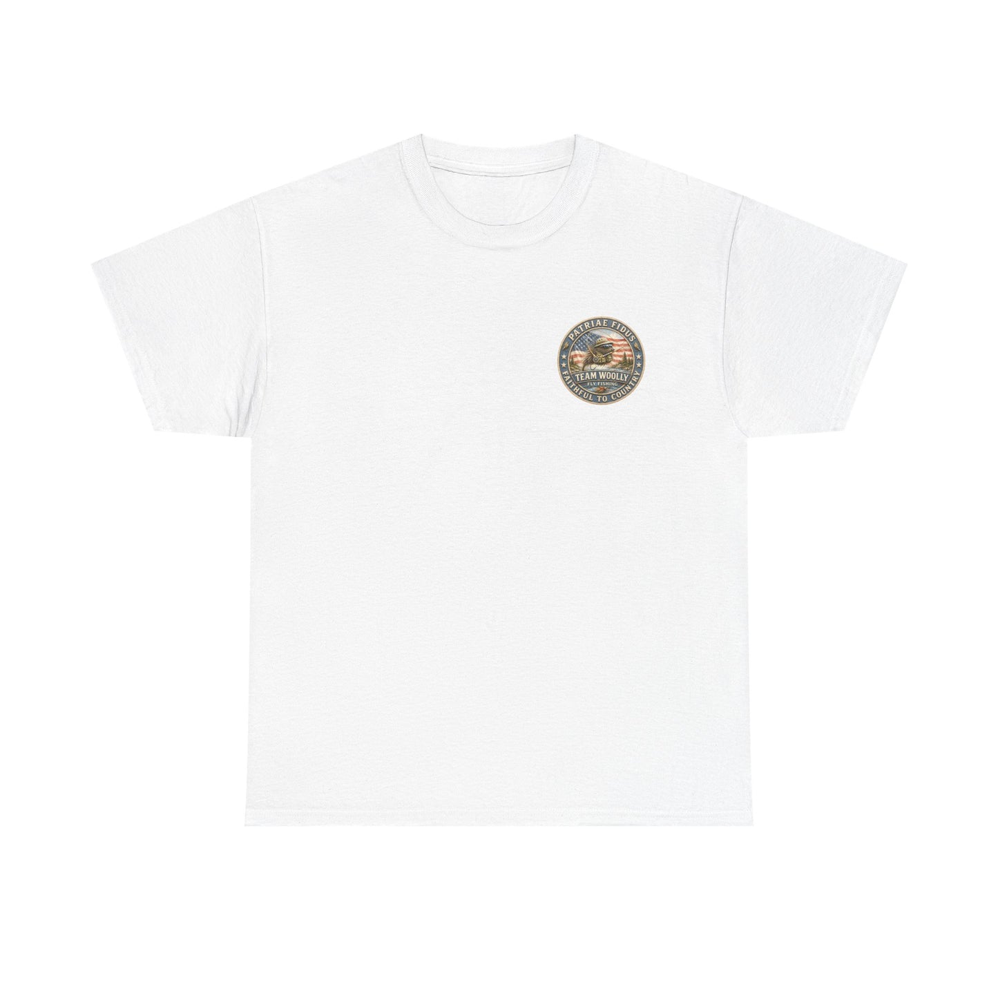 “Fish Hard Live Free” T-Shirt — Tarpon Patriae Fidus Outdoors American Flag Design