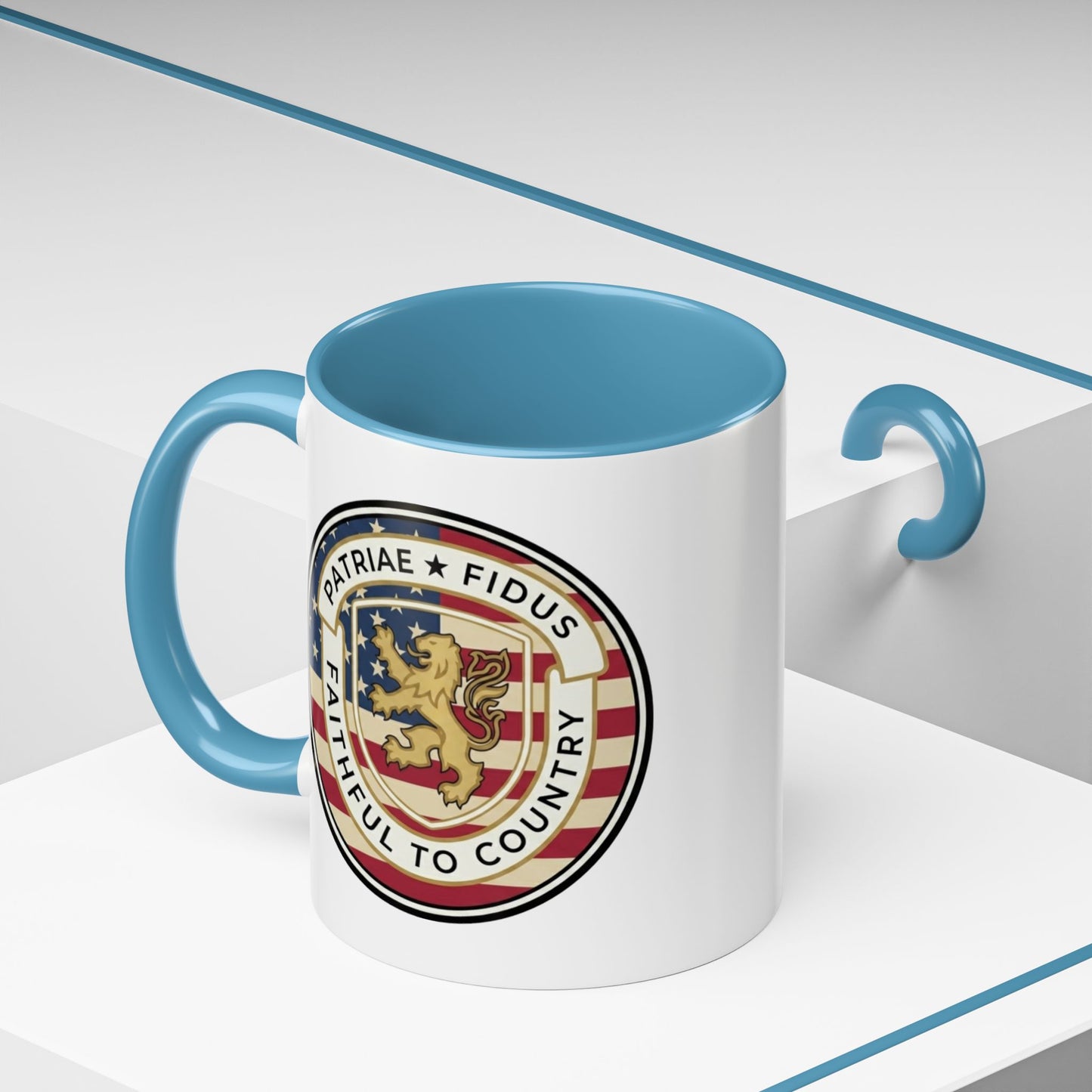 Flag Crest Coffee Mug — "Patriae Fidus: Faithful to Country"
