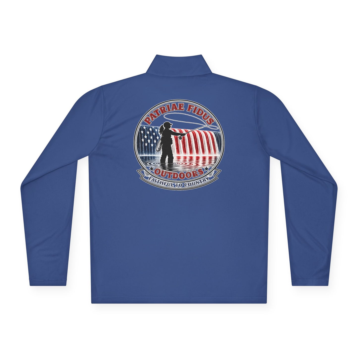 Quarter-Zip Pullover — “Patriae Fidus Outdoors” American Flag Logo